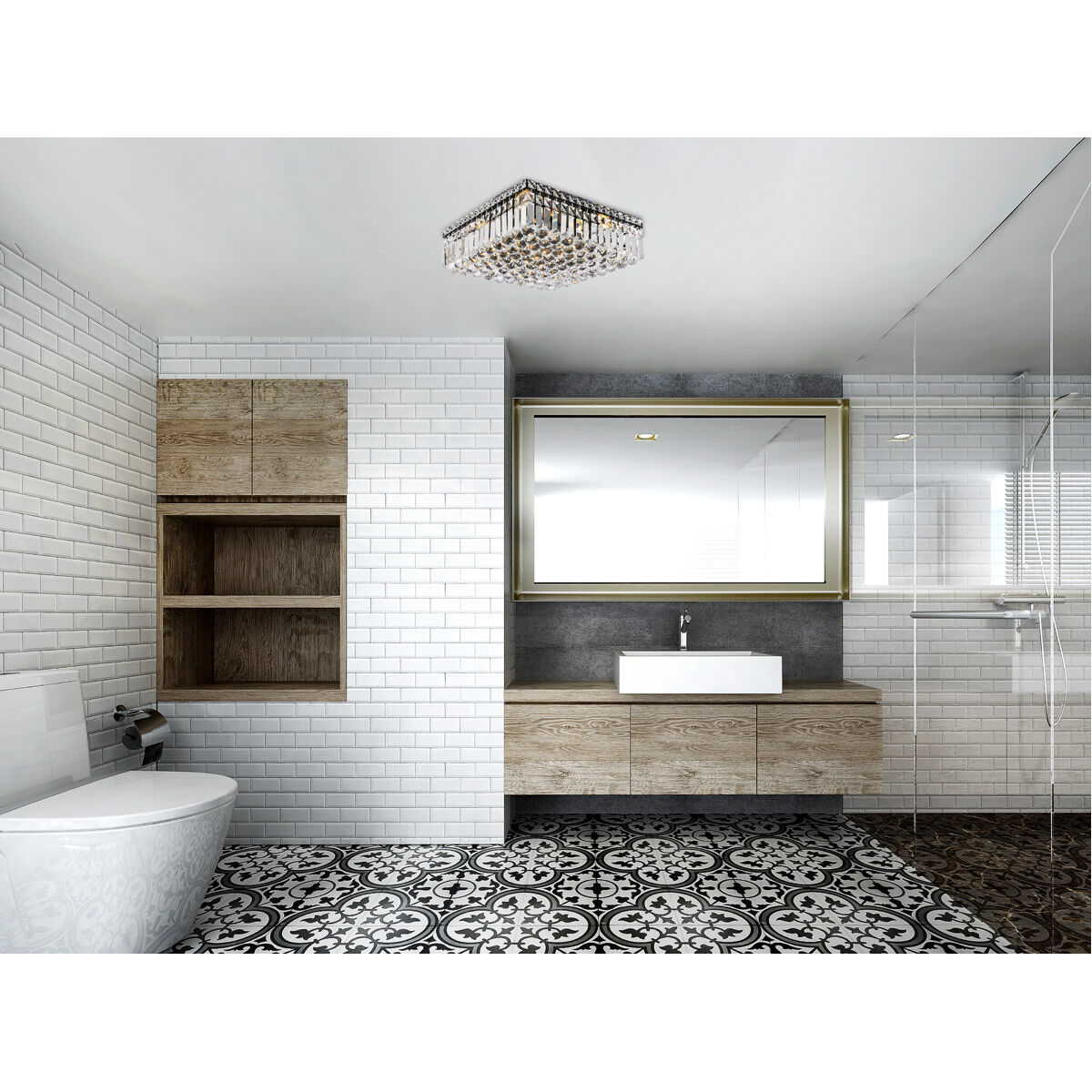 Maxime 6 Light 16 inch Black and Clear Flush Mount Ceiling Light in Royal Cut