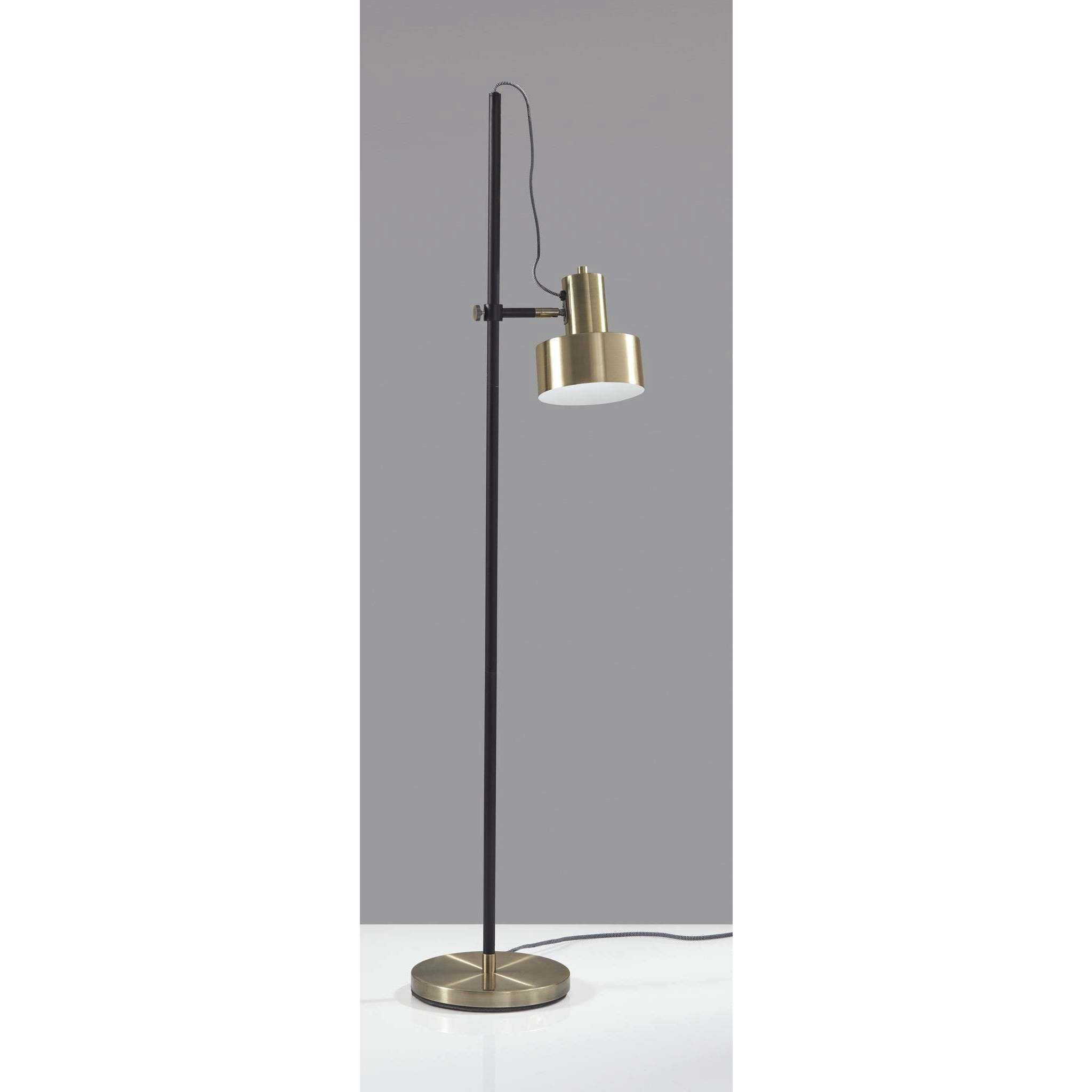 Clayton 57 inch 60.00 watt Matte Black and Antique Brass Floor Lamp Portable Light