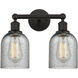 Edison Caledonia 2 Light 14 inch Oil Rubbed Bronze Bath Vanity Light Wall Light in Charcoal Glass