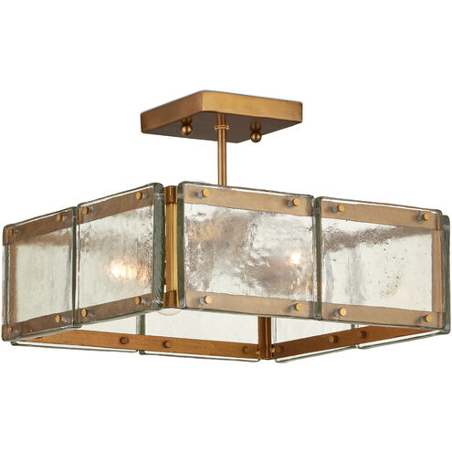 Countervail 4 Light 17.75 inch Clear/Antique Brass Semi-Flush Mount Ceiling Light