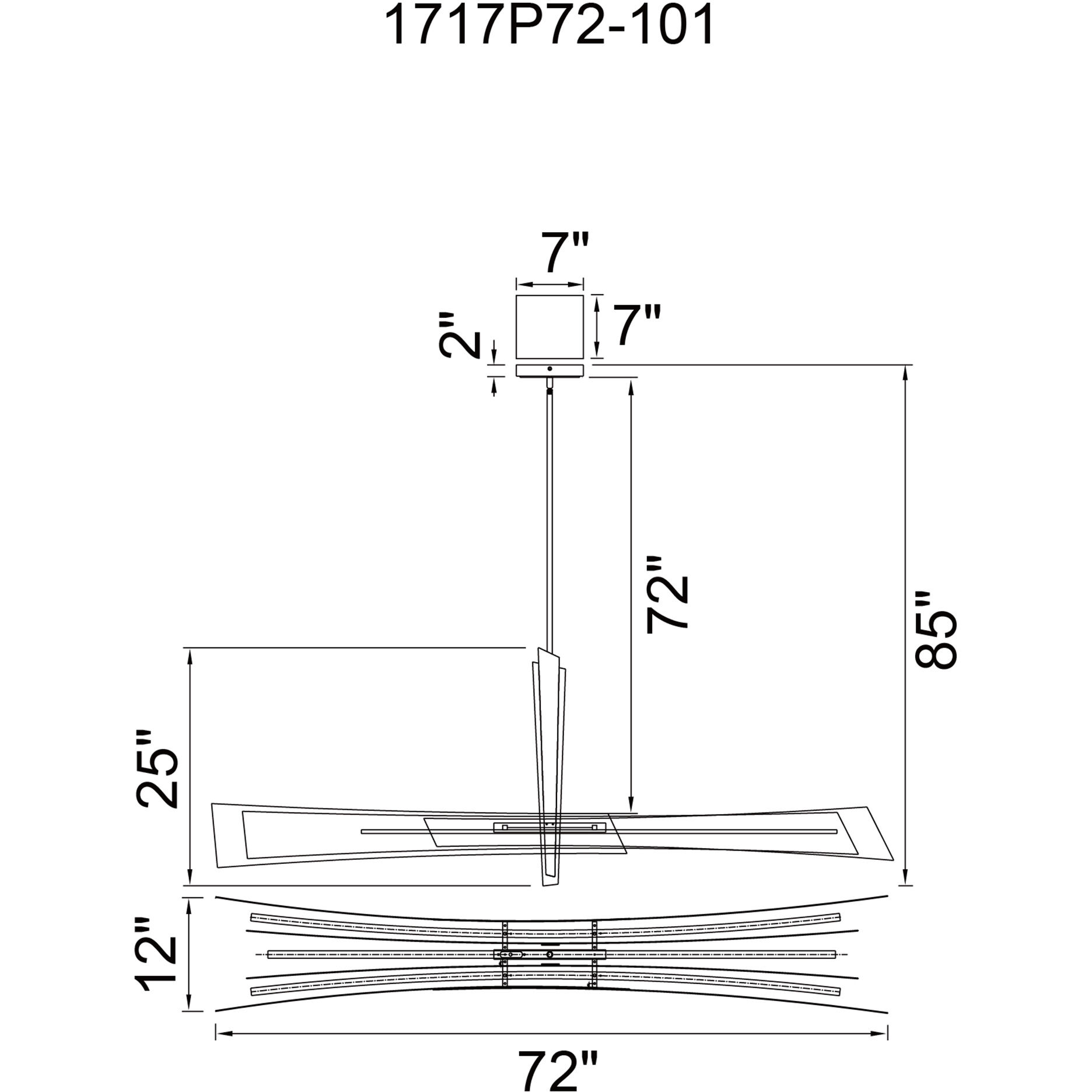 Solara LED 72 inch Black Chandelier Ceiling Light