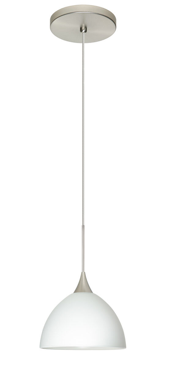 Brella 1 Light Satin Nickel Pendant Ceiling Light in White Glass, Halogen