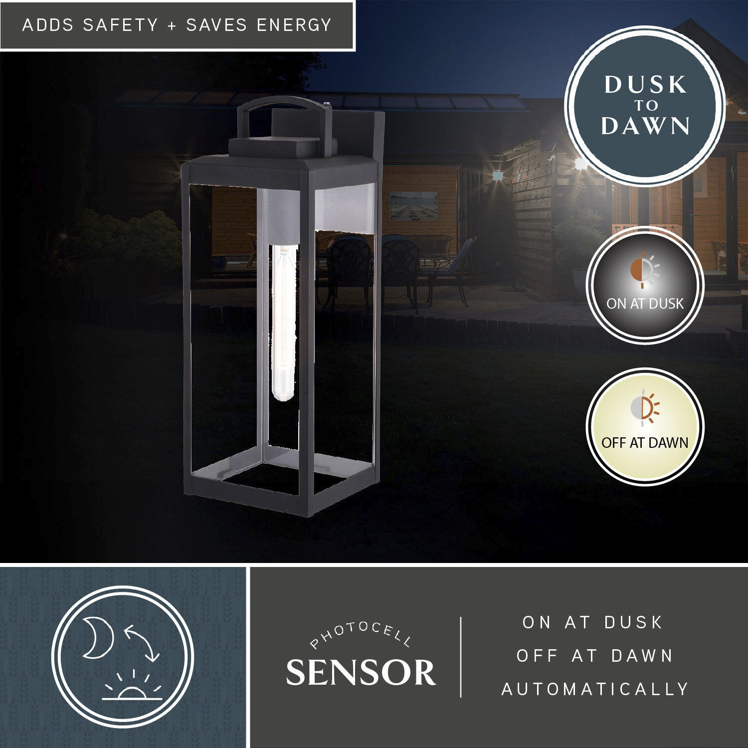 Kinzie LED 19 inch Textured Black Outdoor Wall