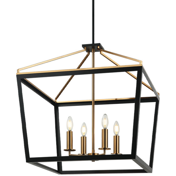 Mavonshire 4 Light 22 inch Black and Aged Gold Brass Chandelier Ceiling Light