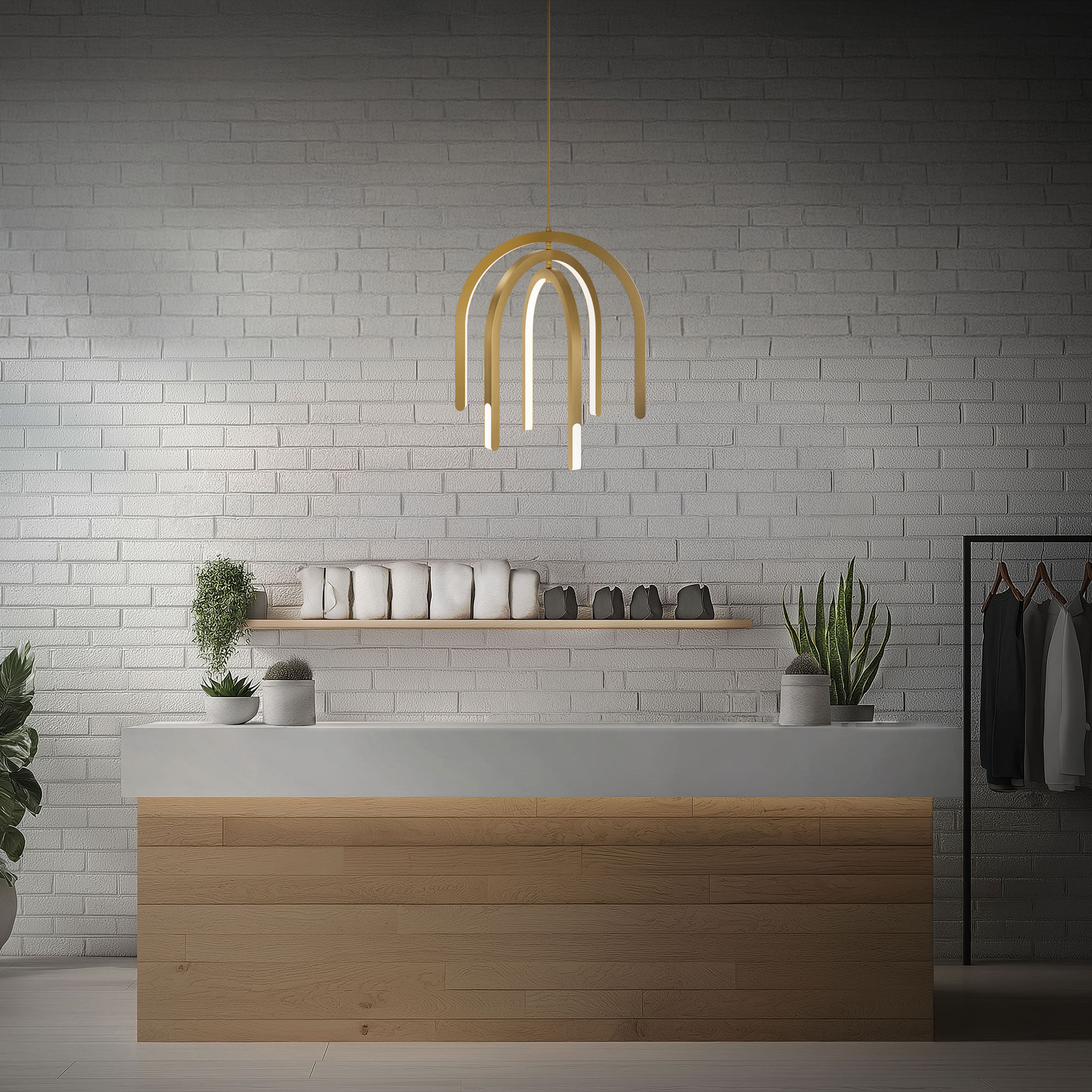 Helmet LED 1.5 inch Aged Brass Pendant Ceiling Light in 4000K, dweLED