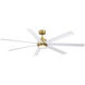 Pendry 72 72 inch Brushed Satin Brass with Matte White Blades Indoor/Outdoor Ceiling Fan
