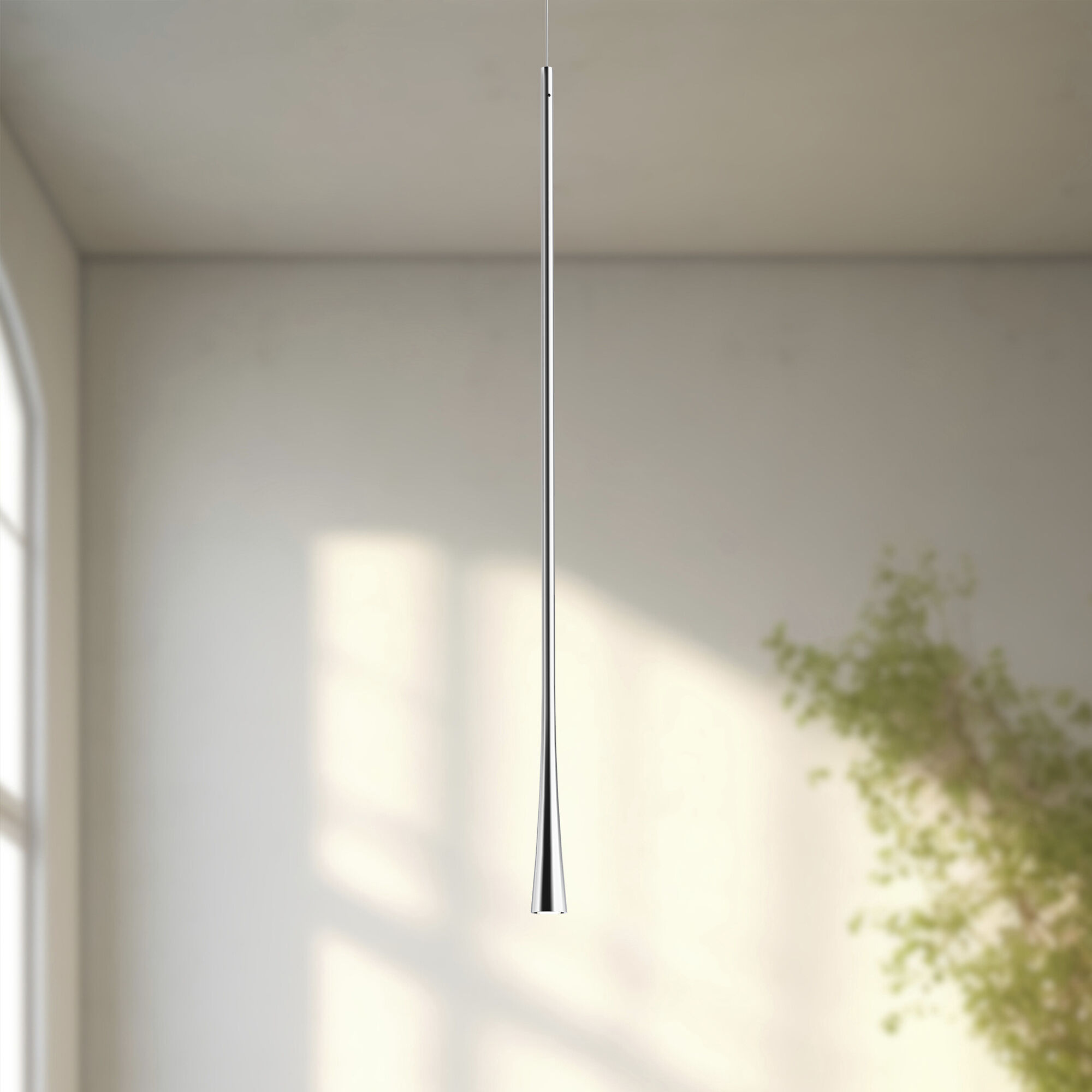 Taper LED 1.25 inch Chrome Pendant Ceiling Light
