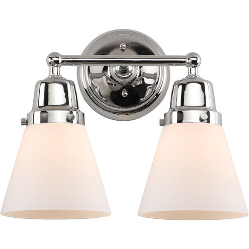 Aditi Small Cone 2 Light 14 inch Polished Chrome Bath Vanity Light Wall Light, Aditi