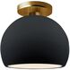 Radiance LED 7 inch Gloss Black and Brushed Brass Semi Flush Ceiling Light