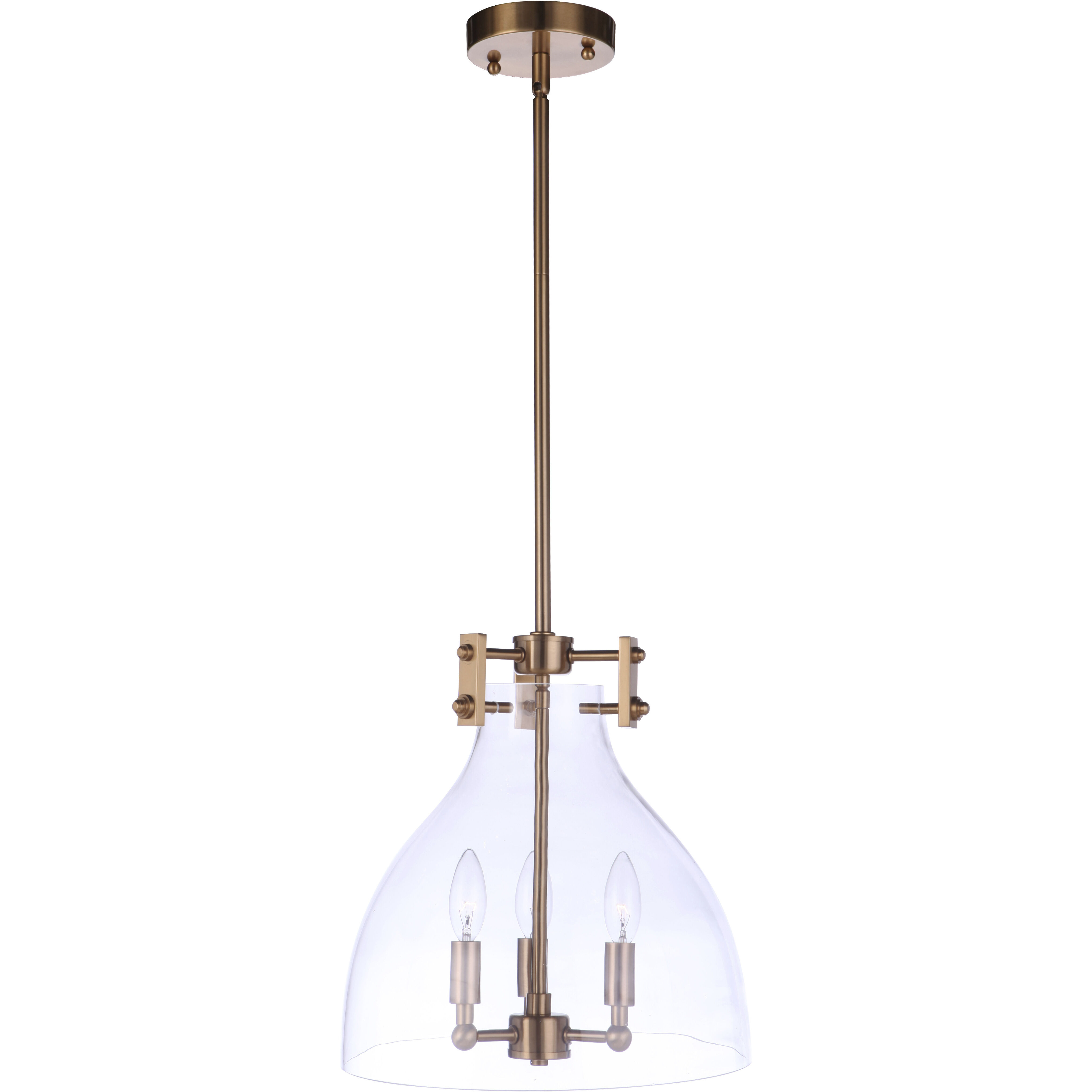 Chardonnay 3 Light 13 inch Satin Brass Pendant Ceiling Light