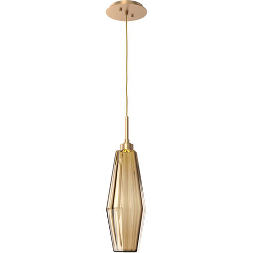 Aalto LED 5.1 inch Novel Brass Pendant Ceiling Light in 3000K LED, Optic Rib Bronze