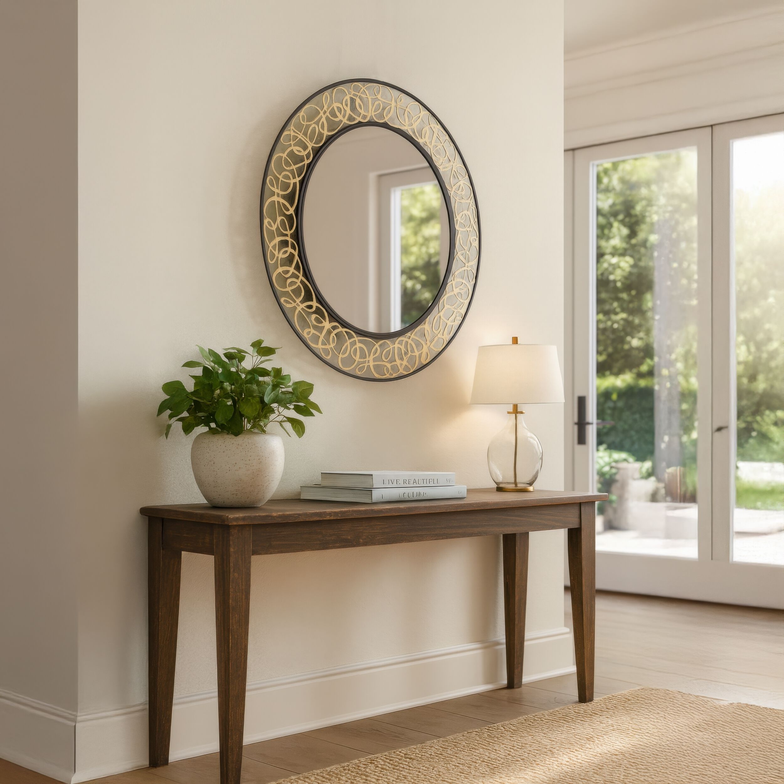 Scribble 33 X 33 inch Matte Black with Artifact Wall Mirror