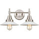 Caden 2 Light 18 inch Satin Nickel Bath Vanity Light Wall Light in Matte White Glass