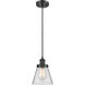 Ballston Small Cone 1 Light 6 inch Matte Black Mini Pendant Ceiling Light in Clear Glass, Ballston
