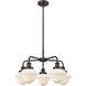 Oxford 5 Light 24.5 inch Oil Rubbed Bronze Chandelier Ceiling Light in Matte White Glass
