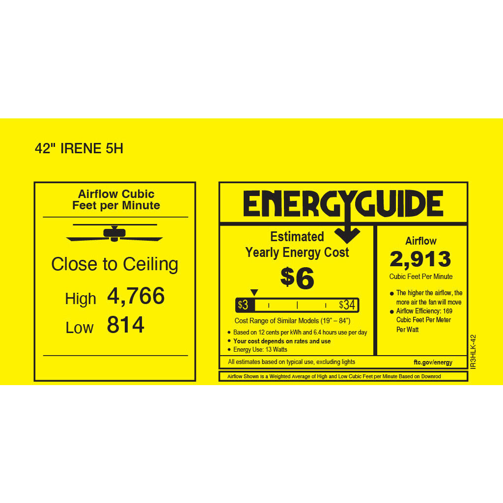 Atlas Irene-5H 42 inch Textured Bronze with Matte Black Blades Flush Mount Paddle Fan, Flush Mounted