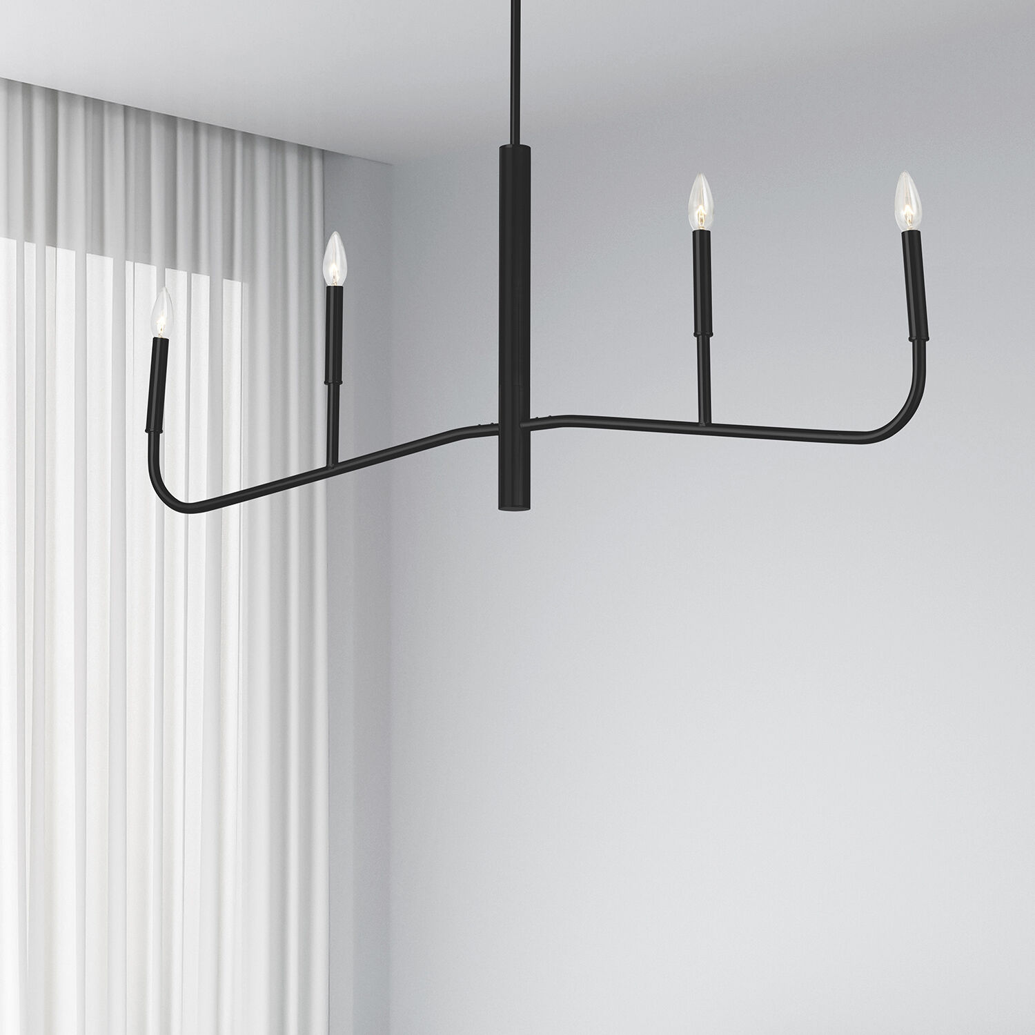 Eleanor 4 Light 48 inch Matte Black Horizontal Chandelier Ceiling Light