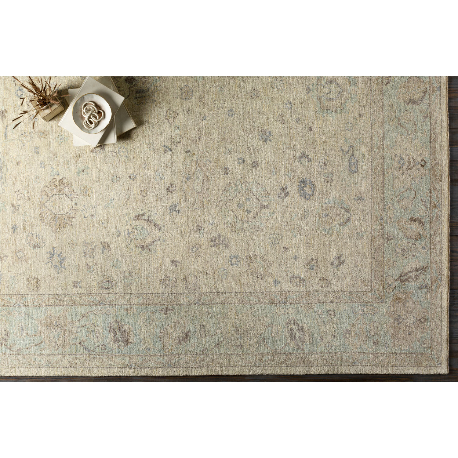 Normandy 36 X 24 inch Seafoam Rug in 2 x 3, Rectangle