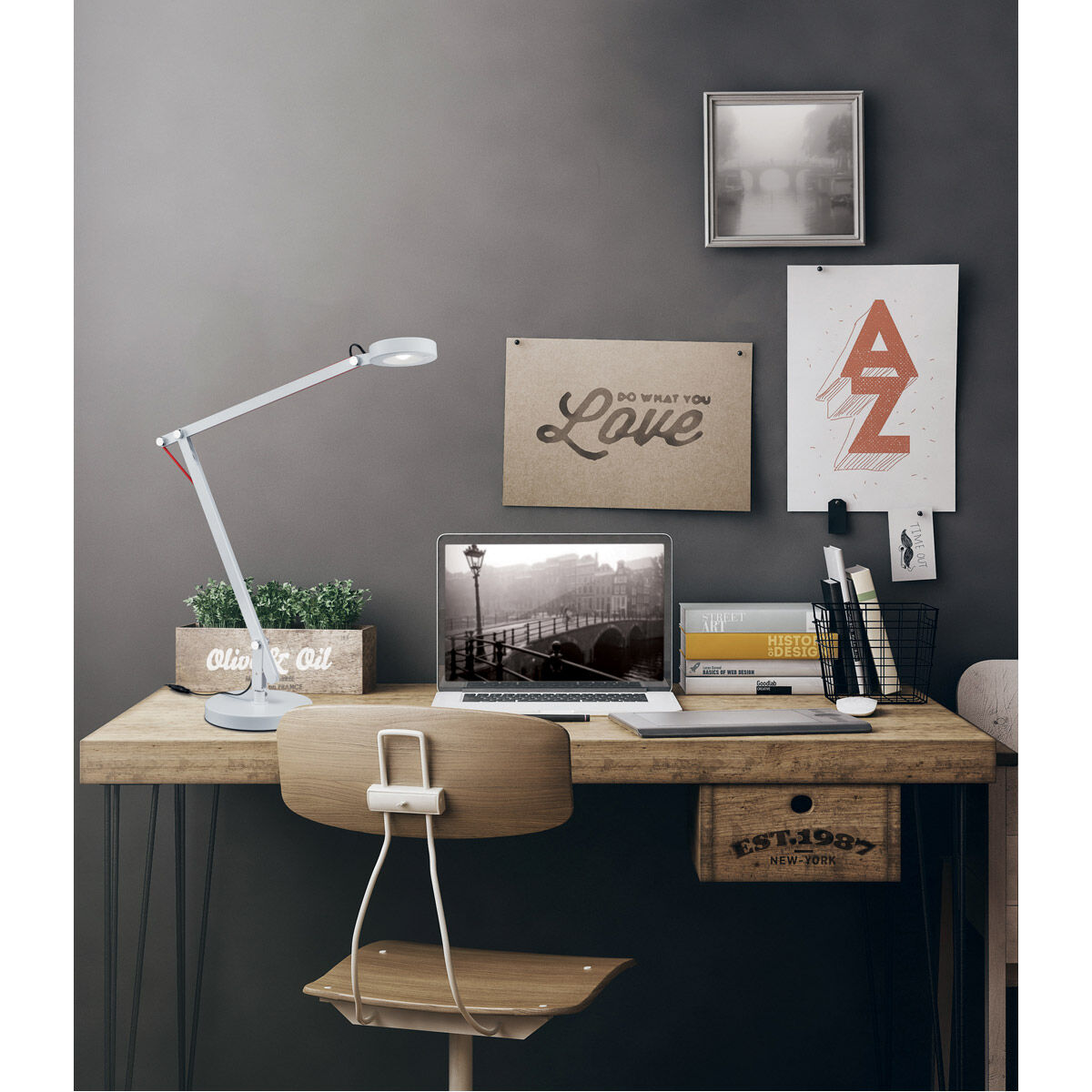 Amsterdam 39 inch 5 watt White Desk Lamp Portable Light