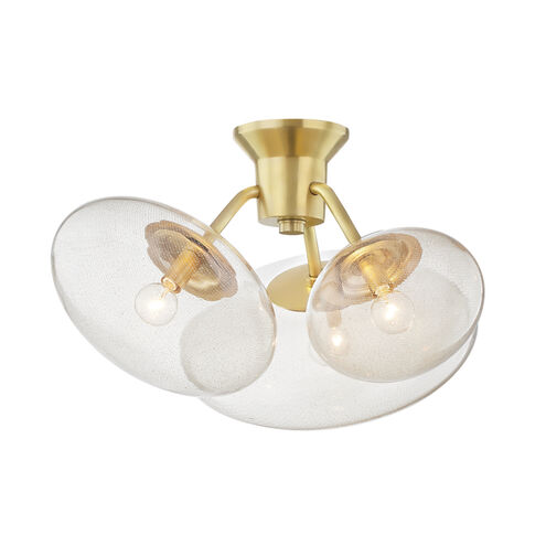 Opera 3 Light 26.25 inch Aged Brass Flush Mount Ceiling Light