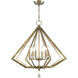 Diamond 6 Light 25 inch Antique Brass Chandelier Ceiling Light