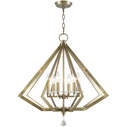 Diamond 6 Light 25 inch Antique Brass Chandelier Ceiling Light