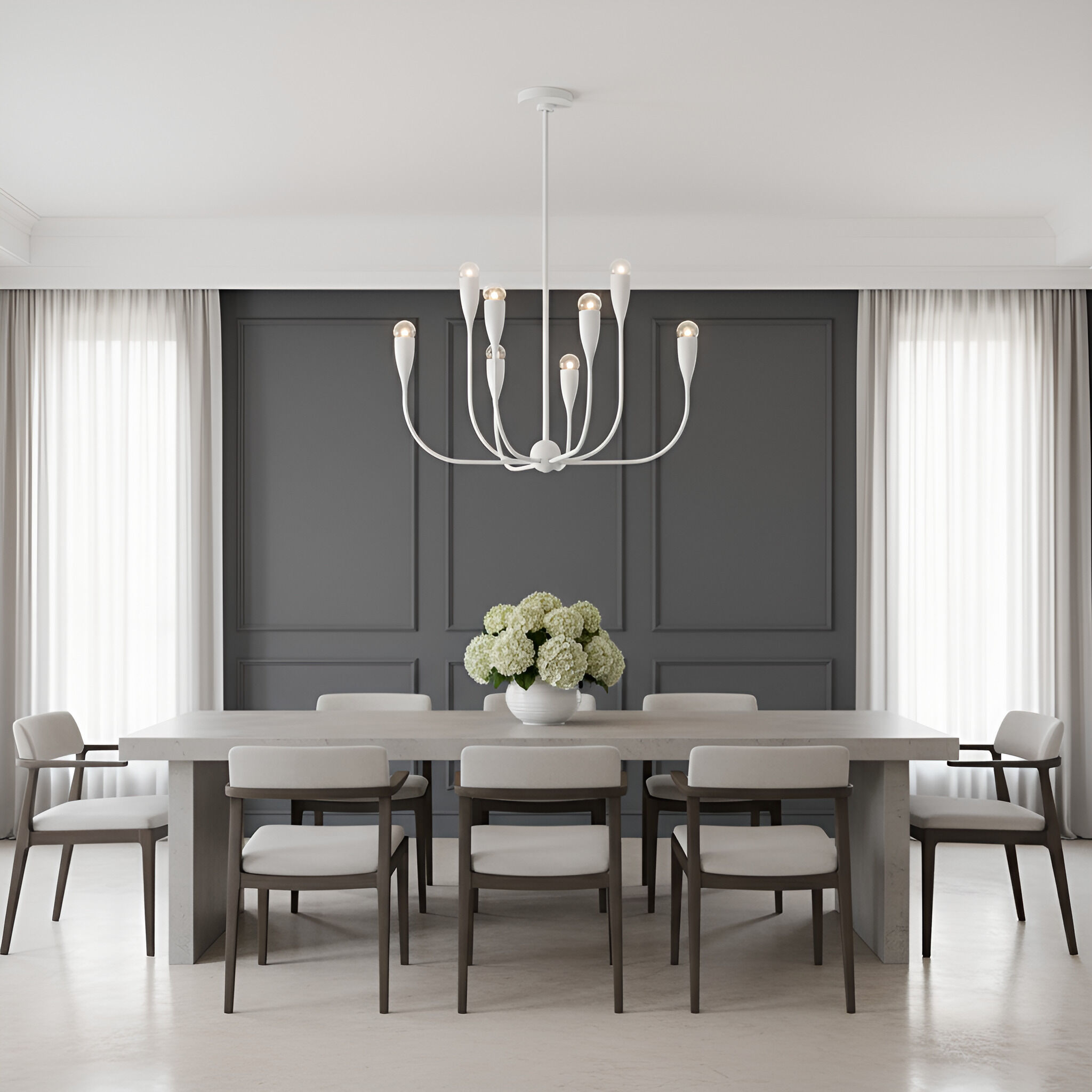 Maya 8 Light 27.38 inch Matte White Chandelier Ceiling Light