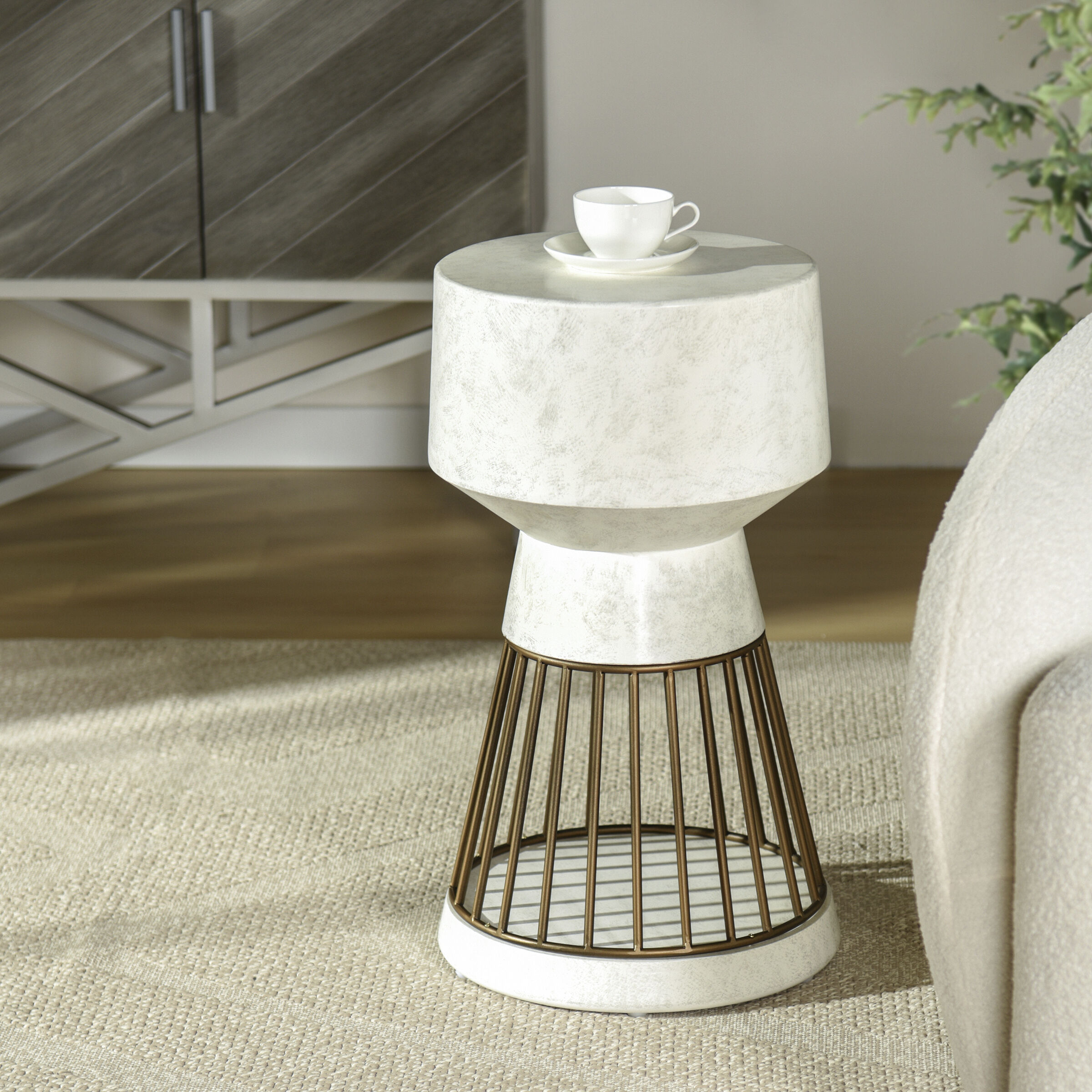 Conner 27 X 14 inch Cement White Side Table
