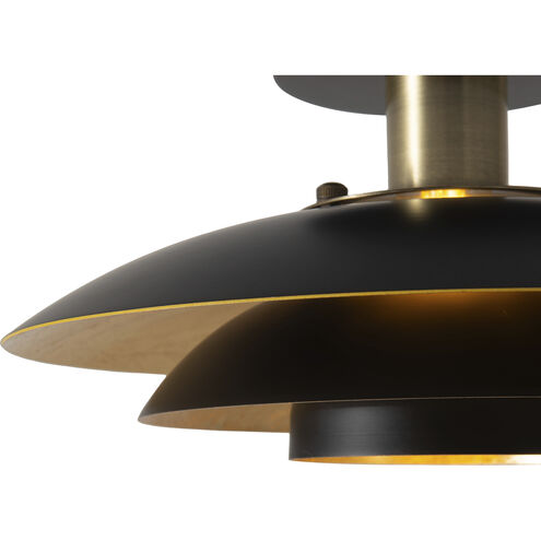 Rancho Mirage LED 12 inch Matte Black and Weathered Brass Flush Mount Ceiling Light
