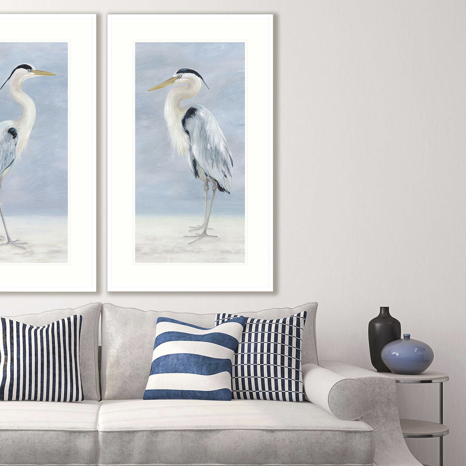 Coastal Calm Blue and White Framed Art
