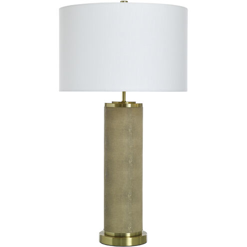 Dann Foley - Shagreen 31 inch 150 watt Tan and Brushed Brass Table Lamp Portable Light