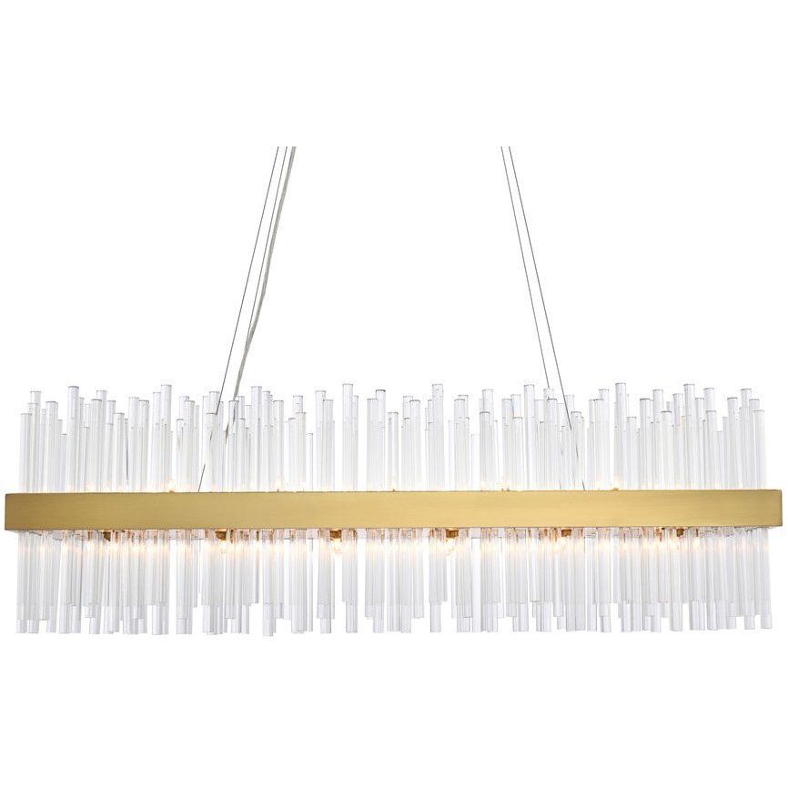 Dallas 24 Light 42 inch Satin Gold Linear Chandelier Ceiling Light