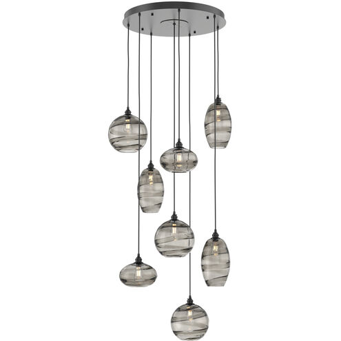 Misto 8 Light 30.6 inch Matte Black Chandelier Ceiling Light in Misto Smoke, Round Multi-Port