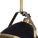 Apollo 1 Light 13.25 inch Antique Brass with Matte Black Pendant Ceiling Light
