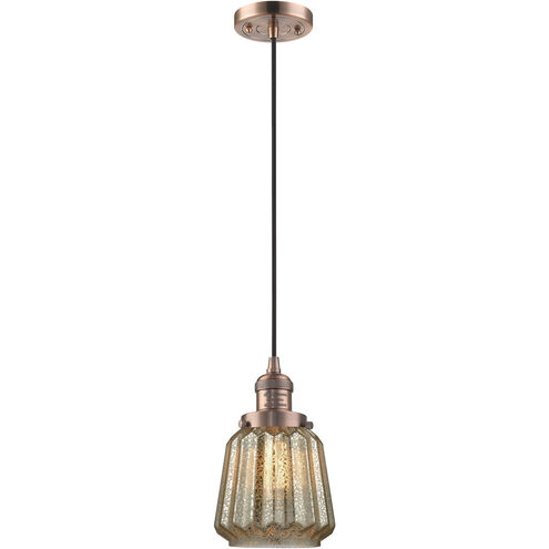 Franklin Restoration Chatham LED 6 inch Antique Copper Mini Pendant Ceiling Light in Mercury, Franklin Restoration