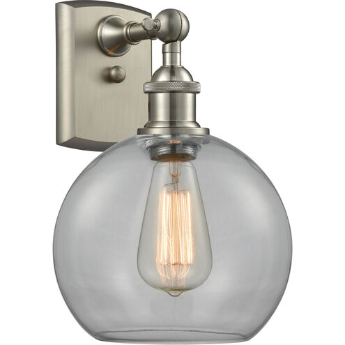 Ballston Athens LED 8 inch Brushed Satin Nickel Sconce Wall Light in Clear Glass, Ballston