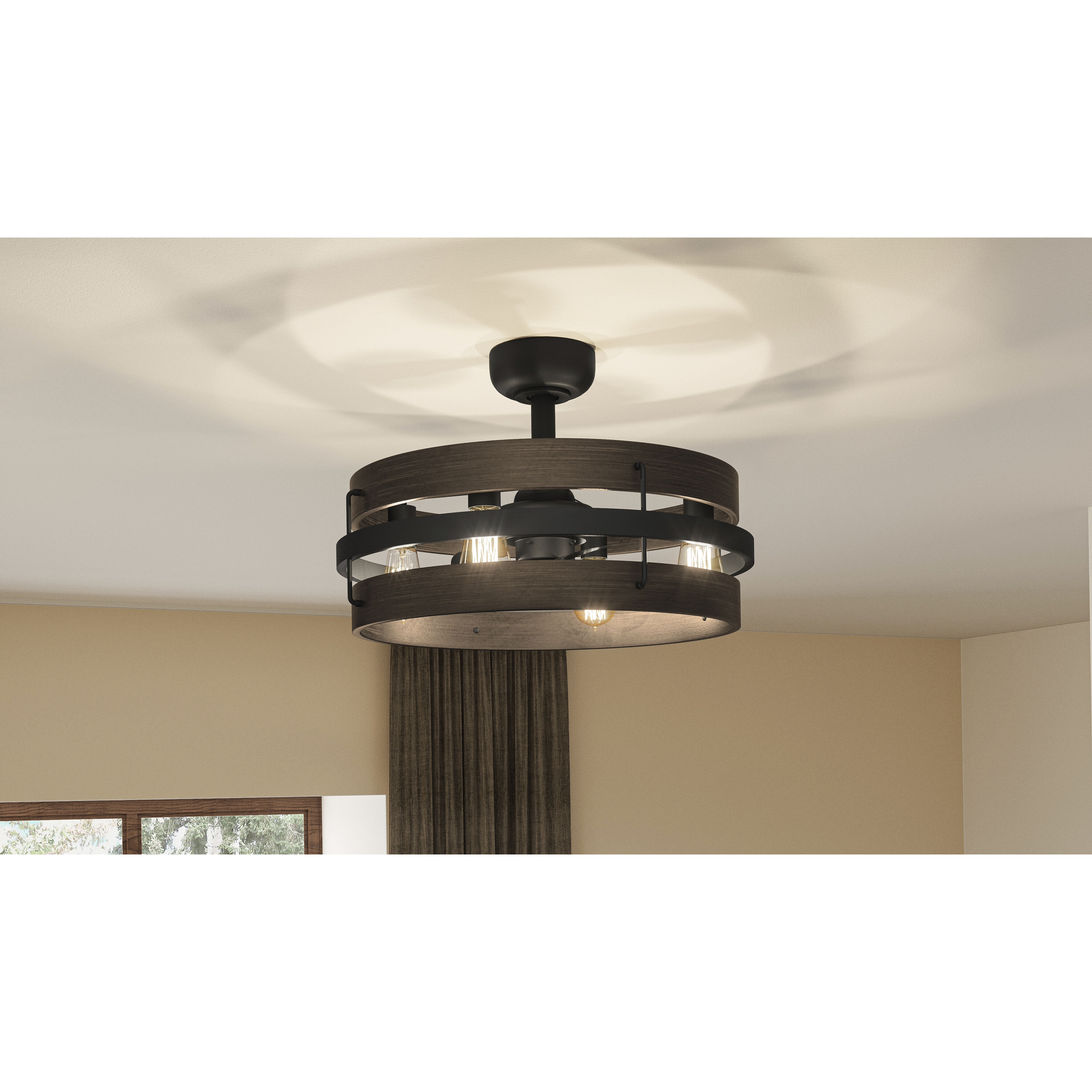 Moyer 24 inch Matte Black with Black Matte Blades Fandelier