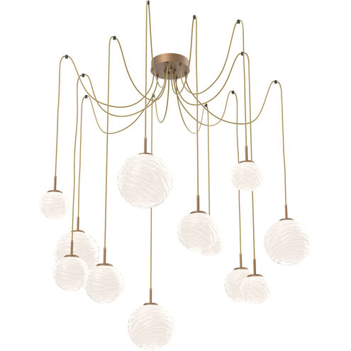 Gaia LED 19.4 inch Novel Brass Swag Multi-Pendant Ceiling Light in 3000K LED, Opal White