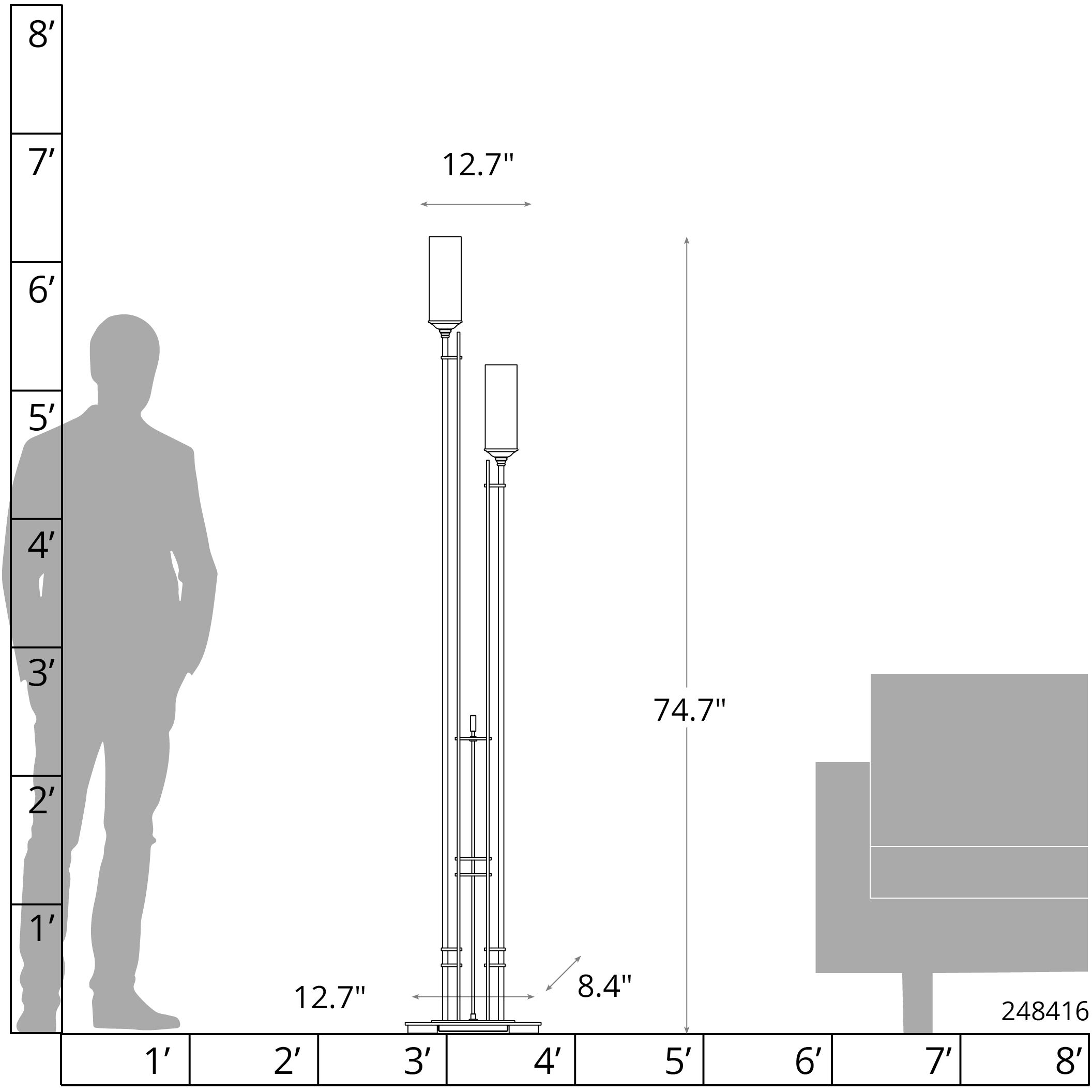 Metra Twin 74.7 inch 60 watt Modern Brass Floor Lamp Portable Light, Tall