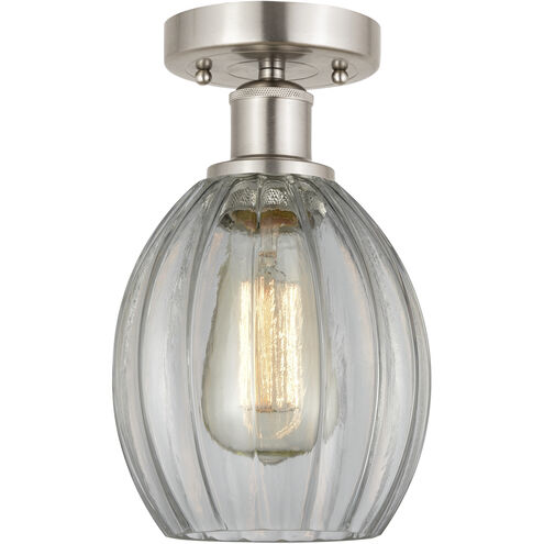 Edison Eaton 1 Light 6 inch Brushed Satin Nickel Semi-Flush Mount Ceiling Light in Clear Glass