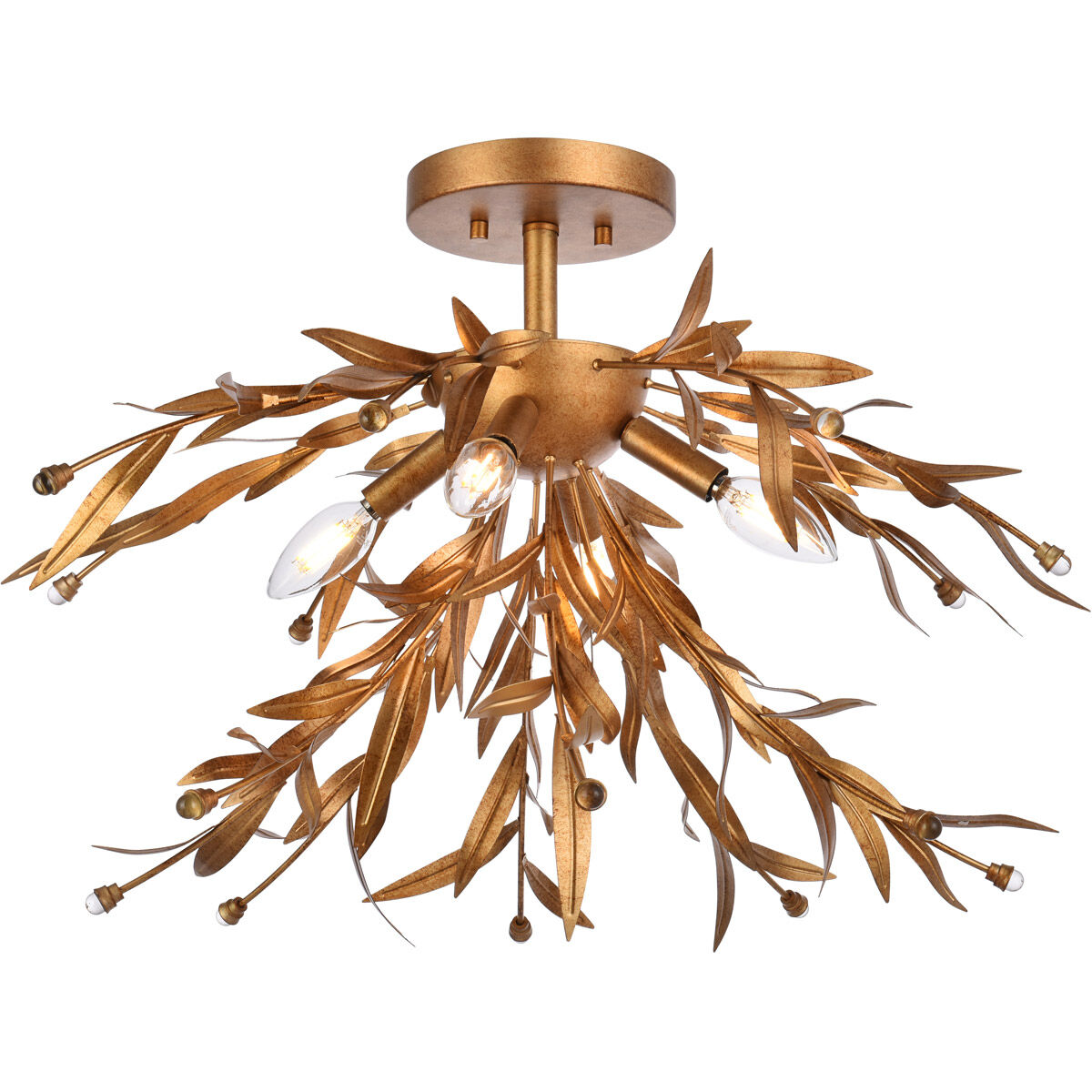 Priscilla 4 Light 23 inch Gold Leaf Flush Mount Ceiling Light
