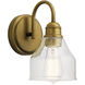Avery 1 Light 6 inch Natural Brass Wall Bracket Wall Light in A19