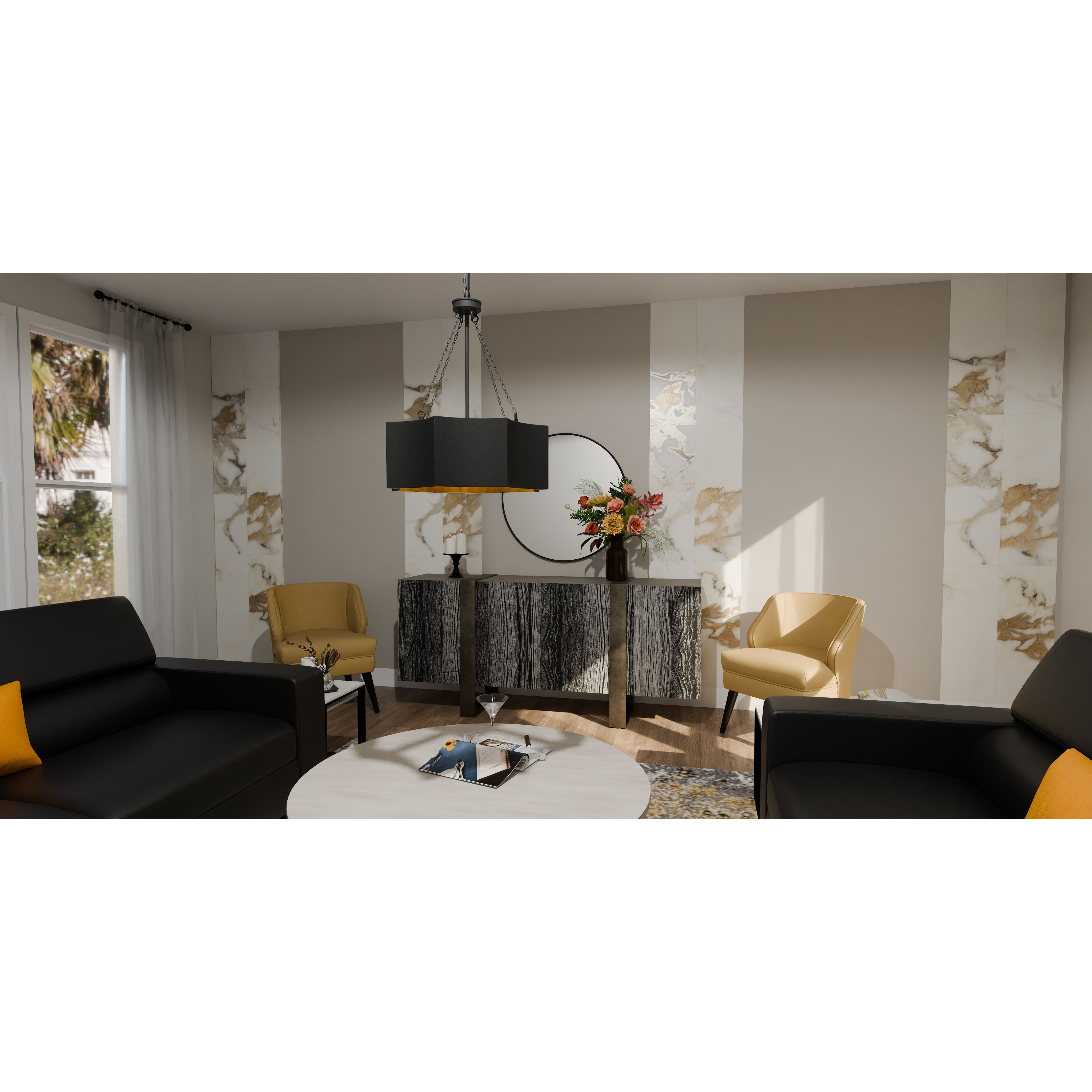 Zyler 4 Light 20 inch Matte Black Pendant Ceiling Light