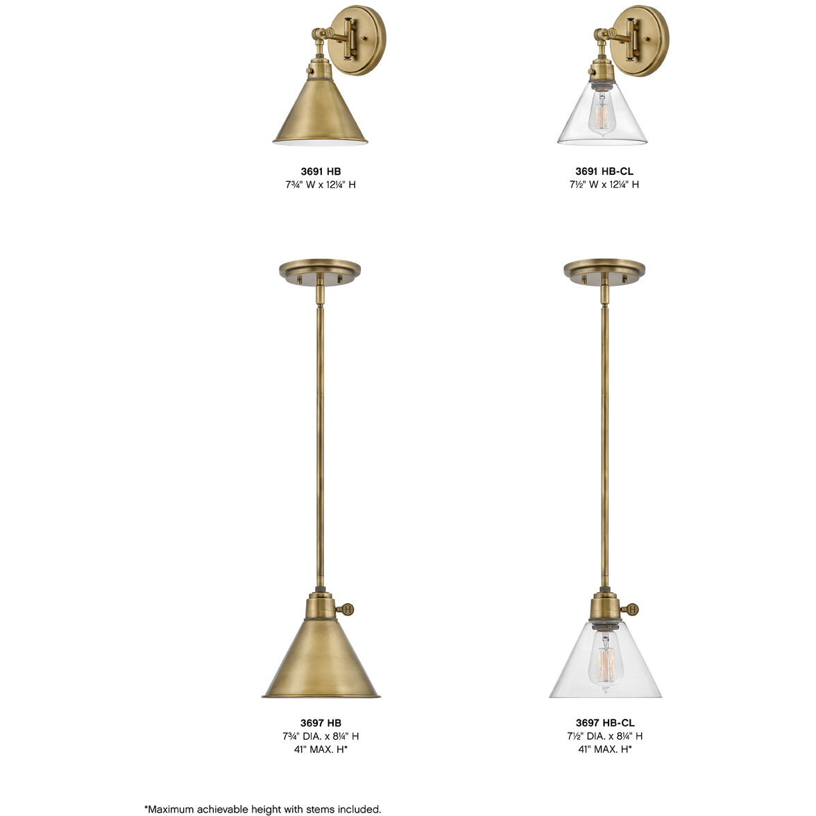 Arti 1 Light 7.75 inch Heritage Brass Indoor Wall Sconce Wall Light in Clear