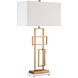 Parallelogram 33.75 inch 75 watt Antique Brass and White Table Lamp Portable Light