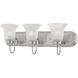 Whitmore 3 Light 24 inch Satin Pewter with White Vanity Light Wall Light