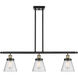 Ballston Small Cone 3 Light 36 inch Black Antique Brass Island Light Ceiling Light in Seedy Glass