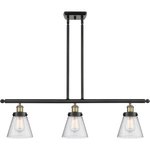 Ballston Small Cone LED 36 inch Black Antique Brass Island Light Ceiling Light in Seedy Glass