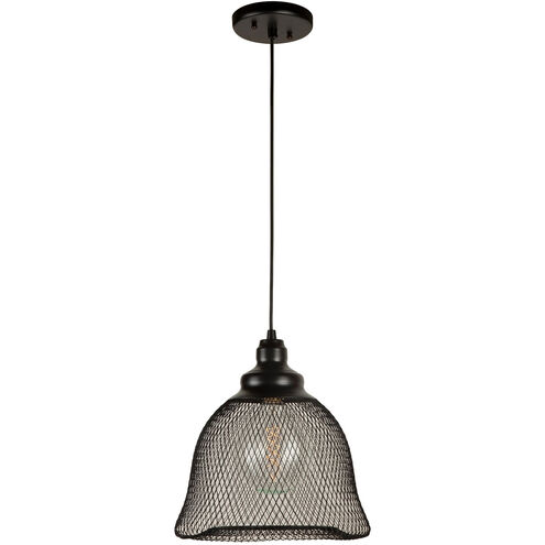 Mesh 1 Light 11.25 inch Black Industrial Mesh Cage Pendant Ceiling Light