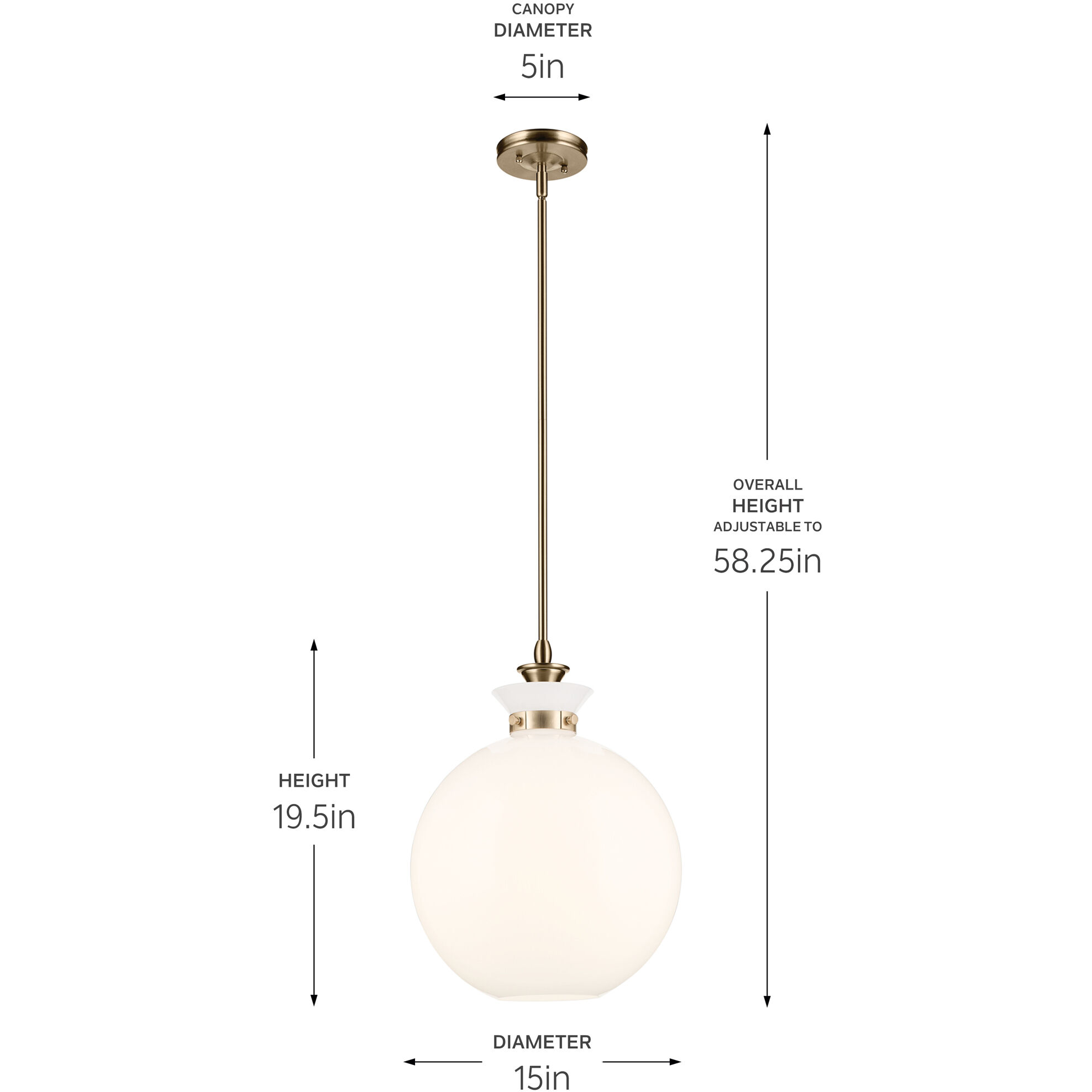 Laria 1 Light Champagne Bronze Pendant Ceiling Light in Opal